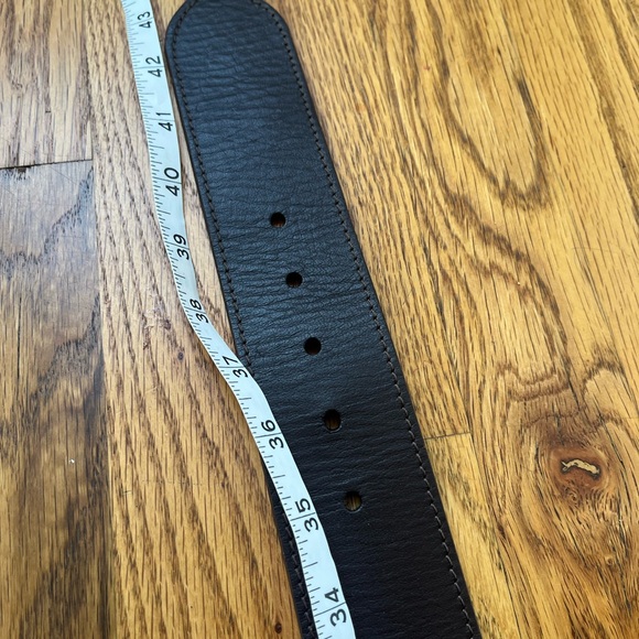 Women’s Brown Leather Belt Heavy Duty Square Buckle Adjustable 35”-39” - Picture 3 of 5